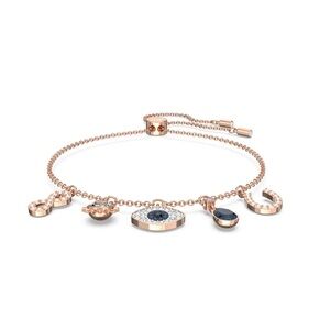 Swarovski Rose and Blue Evil Eye Charm Bracelet